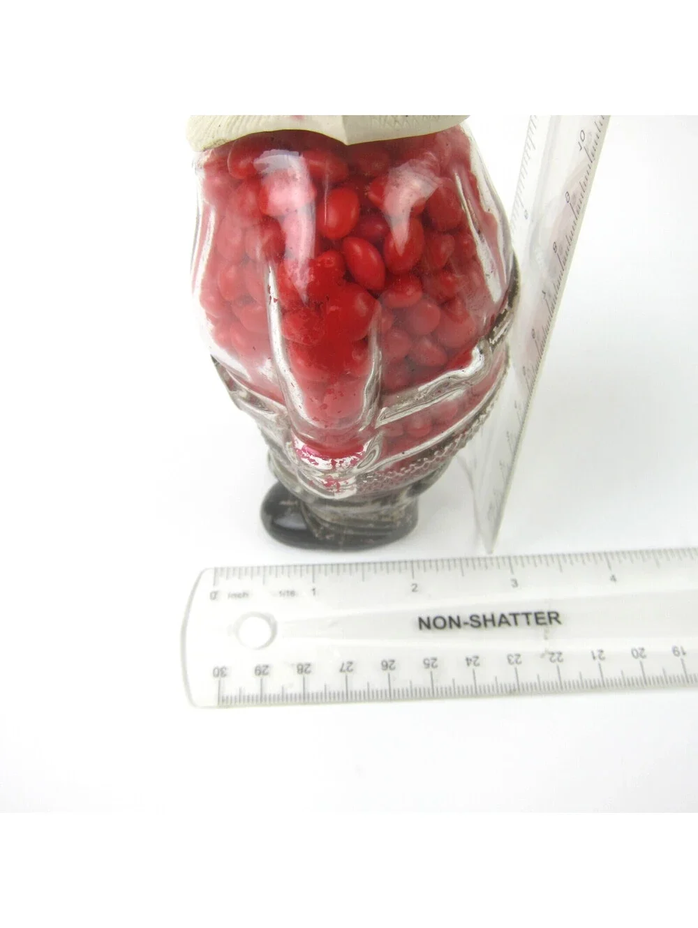 Vintage Christmas Santa Claus Glass Bottle Candy Container JH Millstein 1940-50s
